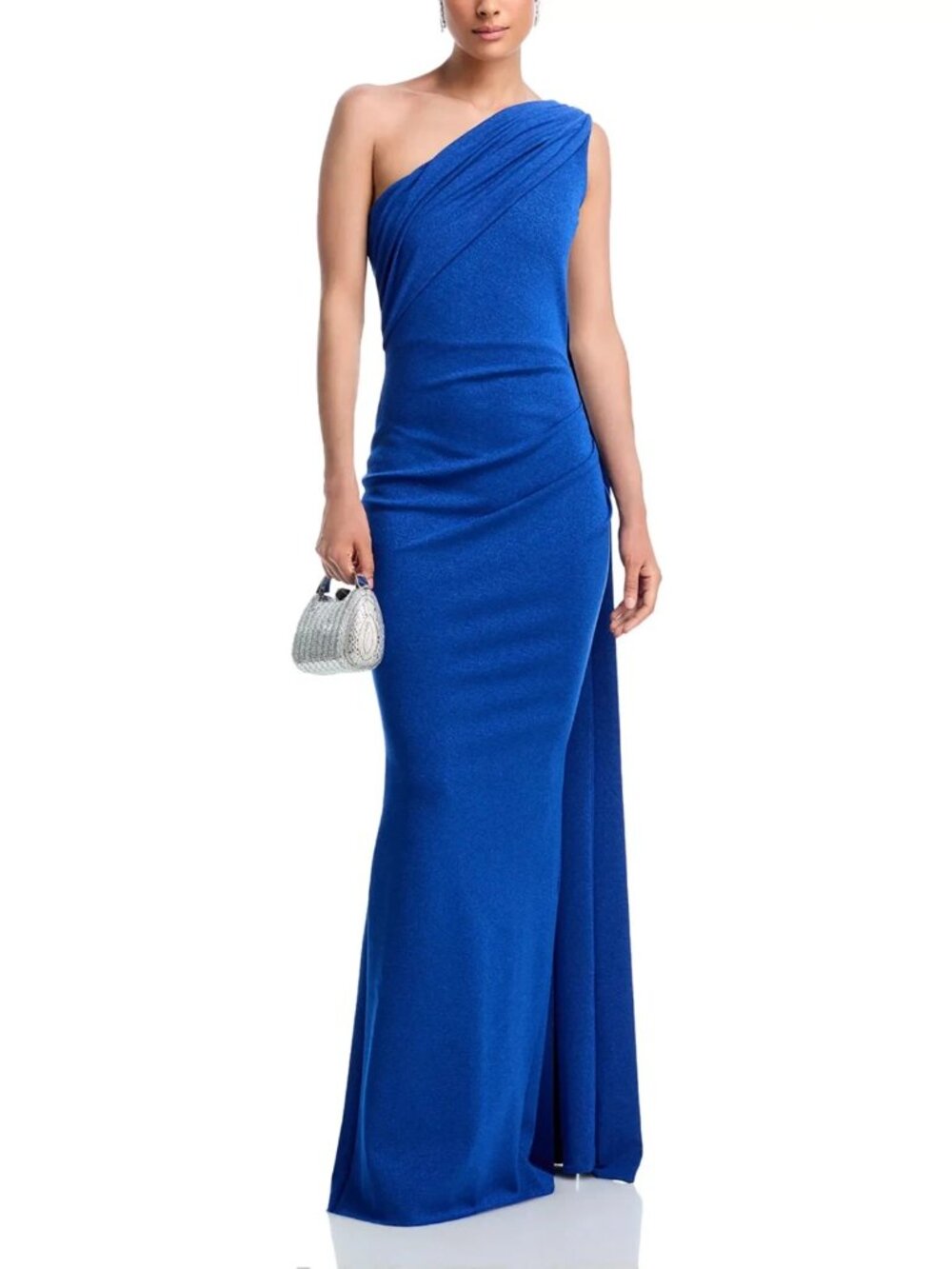 Chiara Boni La Petite Robe Blue Zenab One Shoulder Sash Gown
